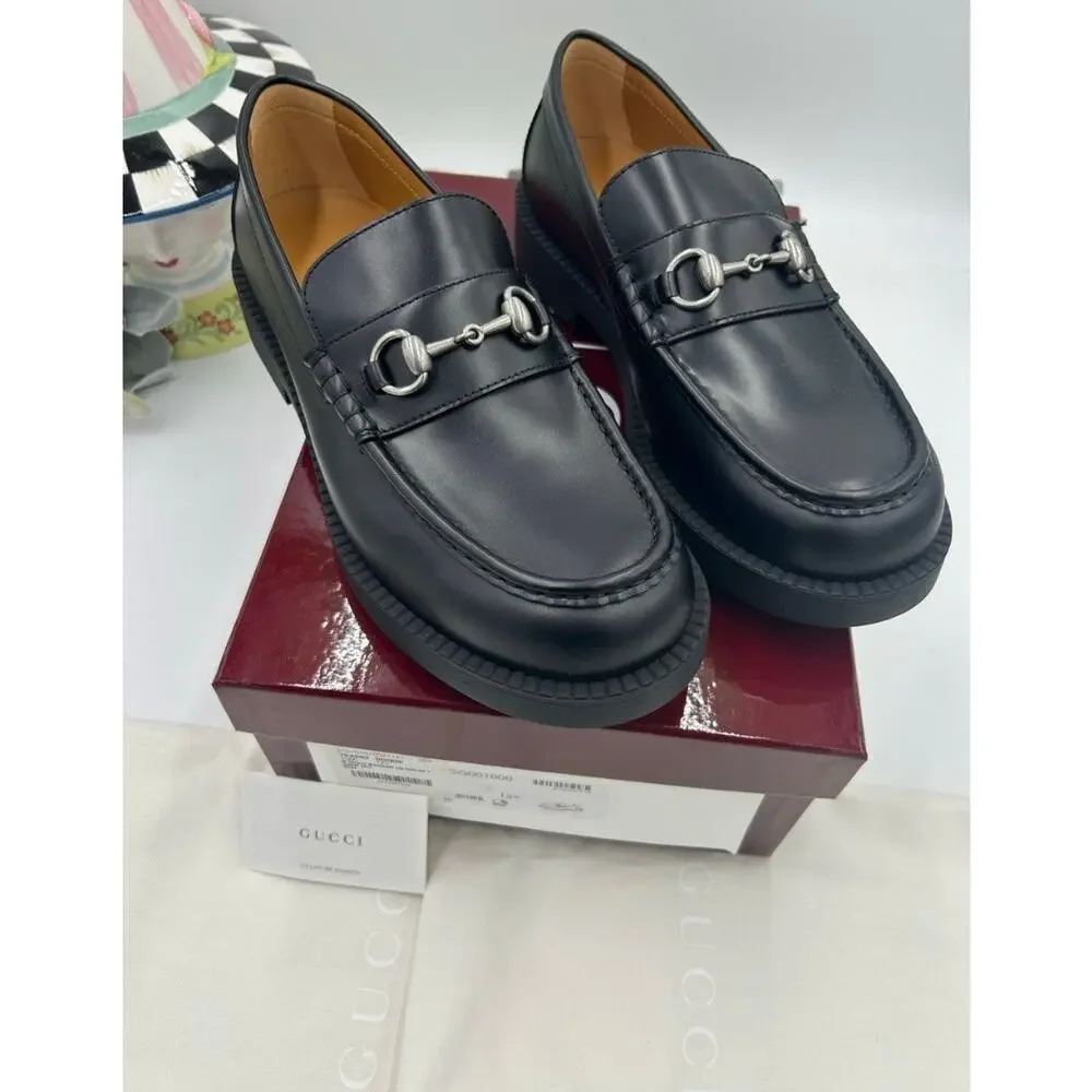Men's Gucci Leather horse bit loafers size 12.5 fits 13 US made in Italy